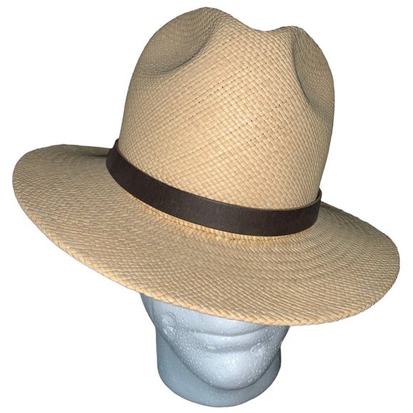 TOMMY BAHAMA‎ Shademaker Hand Woven Straw with Leather Band Fedora - Picture 5 of 8